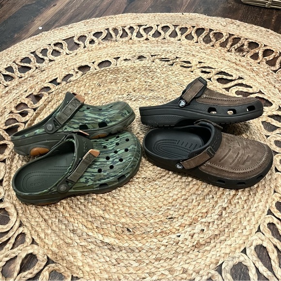 Lot Of Crocs All Terrain Mossy Oak Bottomland , Yukon Vista Suede Clogs M7 W9